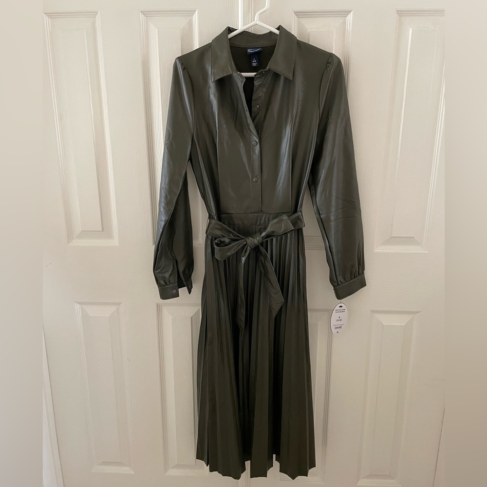 Faux Leather Scoop Dress